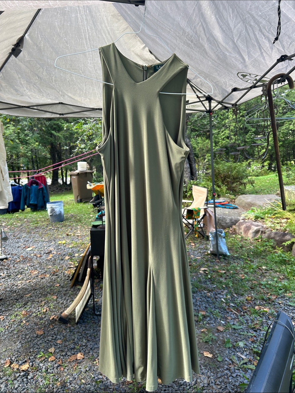 Sleeveless Olive Midi Dress - Unbranded